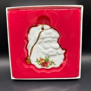 Vintage Royal Albert Old Country Roses Porcelain Santa Christmas Tree Ornament